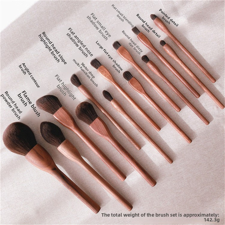 Black walnut wood makeup brush set