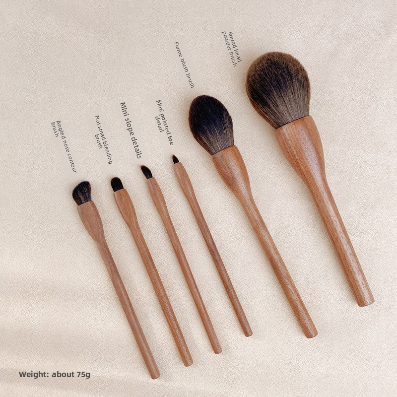 Black walnut wood makeup brush set