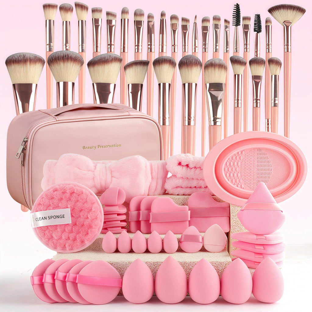 Makeup brushes, powder puffs, and beauty tools